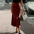 thumbnail image 2 of vigerkar Women's Elegant Vintage Velvet Midi Skirt Flowy Panel Design Pleated Maxi Skirt Wine, S, 2 of 7