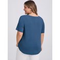 thumbnail image 3 of DARING DIVA Women's Plus Casual Trendy Pleated Shirt Dressy Work Blouse 2X Navy Blue, 3 of 5