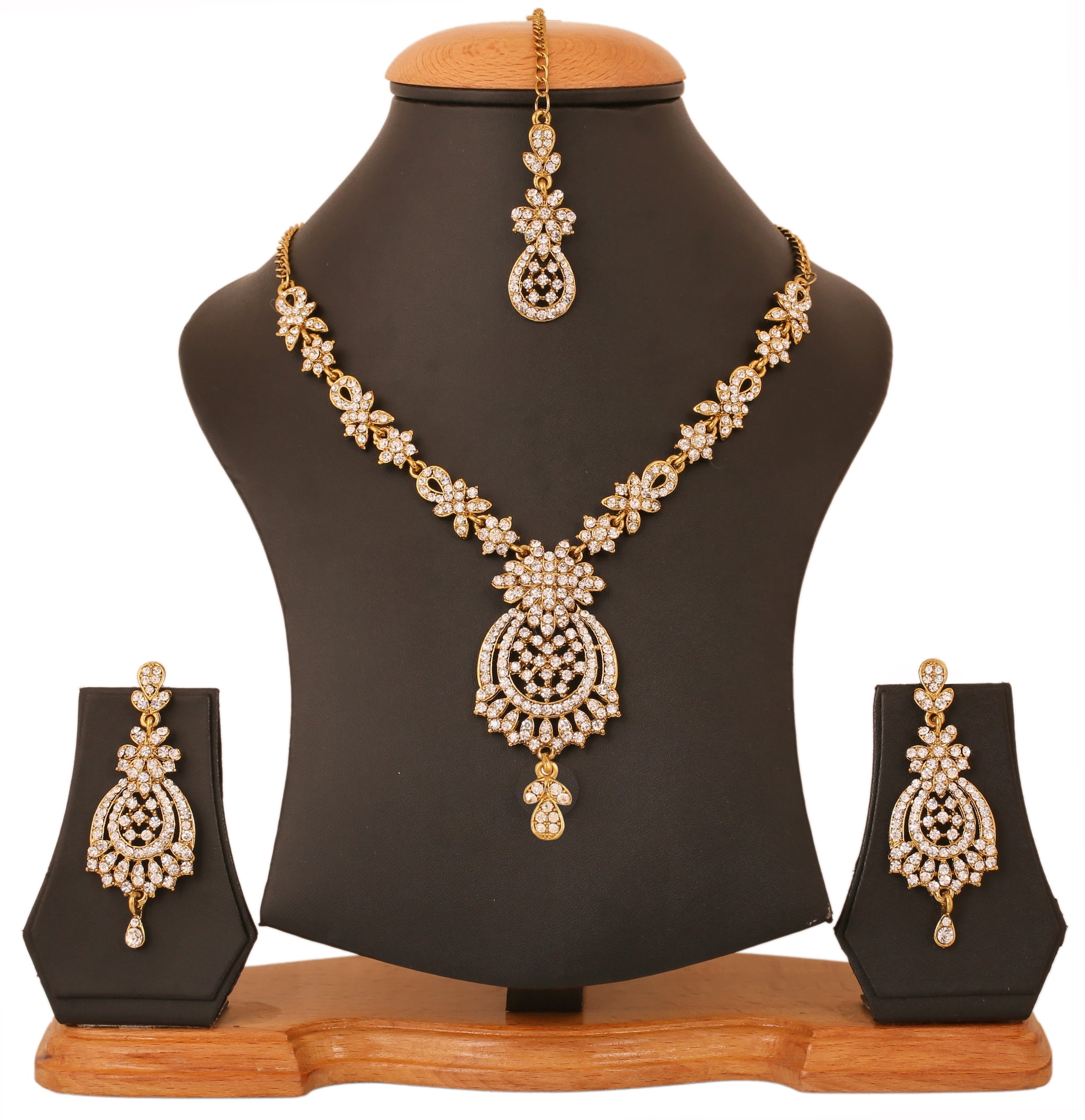 Sunsoul By Touchstone Indian Handcrafted Rhinestones Faux Pearls Gold Tone Jewelry Necklace For Women