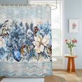 thumbnail image 4 of Shower Curtains for Bathroom, Blue Poinsettia Christmas Waterproof Fabric Shower Curtain, Xmas Botanical Balls Snowflake Vintage Decorative Bathroom Curtain for Bathtub, 36"x72", No Hooks Included, 4 of 9