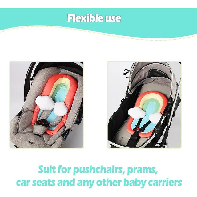 Cojín para cochecito de bebé, asientos convertibles para coche, inserto suave para cochecito de bebé, almohada de apoyo para la cabeza y el cuerpo del cochecito para recién nacido, arcoíris rojo