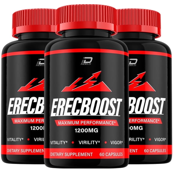 Erecboost for Men Capsules – Erec Boost Vitamin Complex Pills, Energy Support, 3 Pack, 180 Capsules