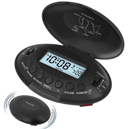 DreamSky Vibrating Alarm Clock for Heavy Sleepers - Bed Shaker Alarm Clock Under Pillow for Adults Teens Kids & Hearing Impaired, Rechargeable Battery Operated for Bedroom, Travel, Auto DST, Backligh