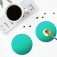 thumbnail image 5 of Honeii Turquoise Light Blue Print Leather Coaster Set of 6, Ideal for Safeguarding Your Furniture from Drinks Spills and Effortless Cleanup,Round Shape, 5 of 7