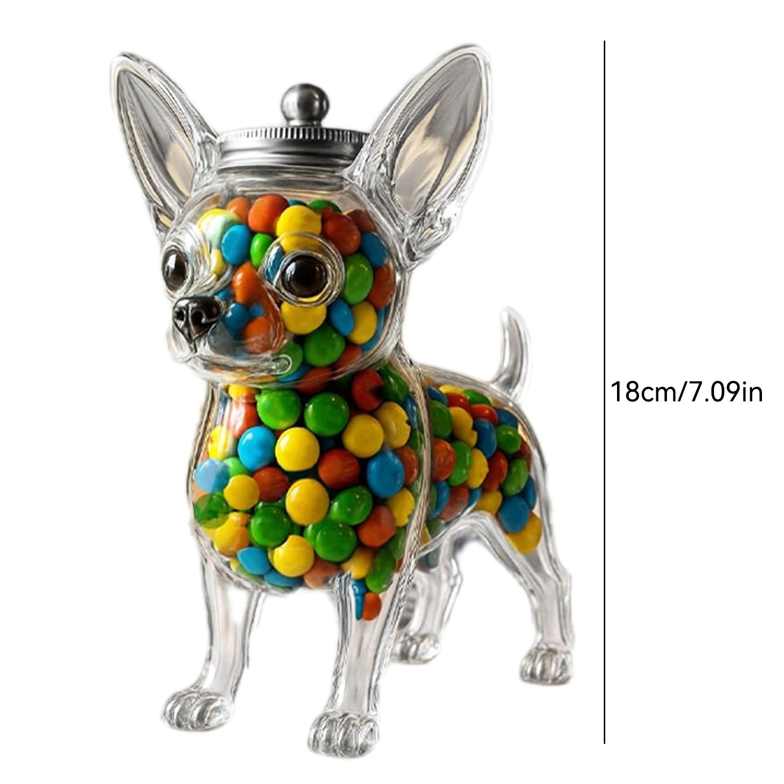 Dserhfy Pet Treat Jar Reusable Dog Shape Glass Airtight Pet Food Storage Container Chihuahua/French Bulldog/Dachshund Candy Snack Holder with Lid for Kitchen Countertop