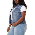 thumbnail image 4 of Unique Bargains Women's Plus Size Trucker Zipper Front Denim Jacket Vest, 4 of 7