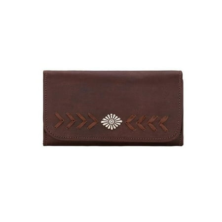 American West 5985282 Mohave Canyon Ladies Tri-Fold Wallet, Chestnut Brown