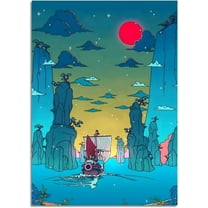 Anime One Piece Poster Thousand Sunny Japanese Anime Canvas Wall Art for Living Room Bedroom Aesthetic Decor Prints,12x16.5inch,Unframed