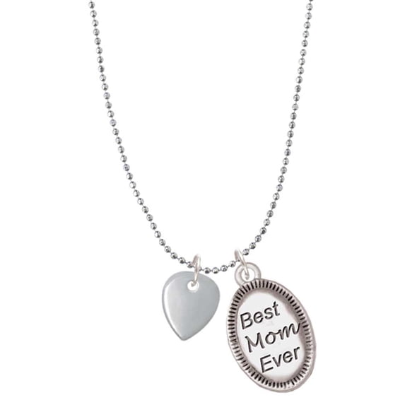 Delight Jewelry Silvertone Mini Guitar Pick Best Mom Ever Charm Necklace