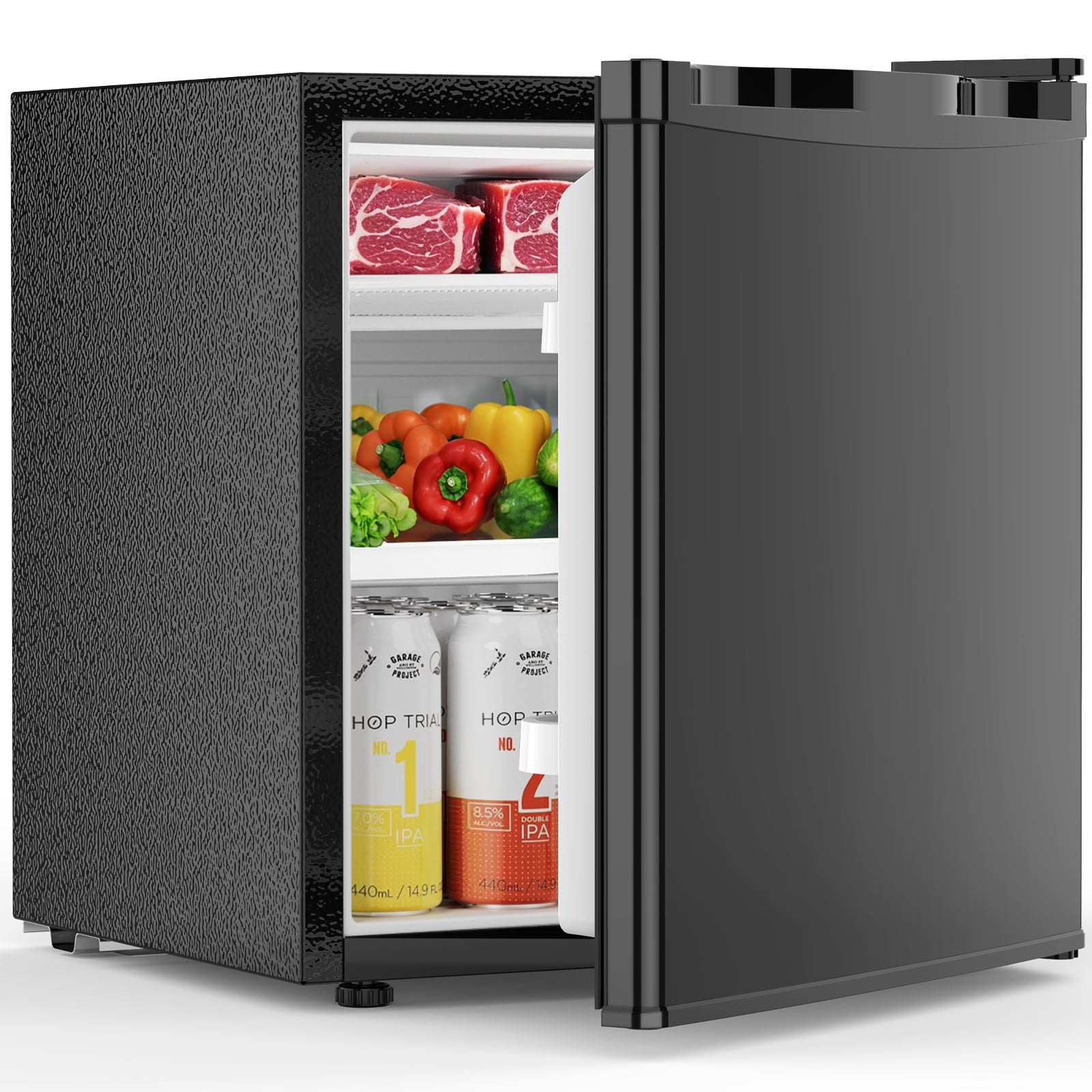 KNDKO 1.6 Cu.ft Mini Fridge with Freezer, Compact Refrigerator with Single Reversible Door, Ultra Quiet, Energy Efficient for Office, Dorm, Bedroom, Apartment, Black