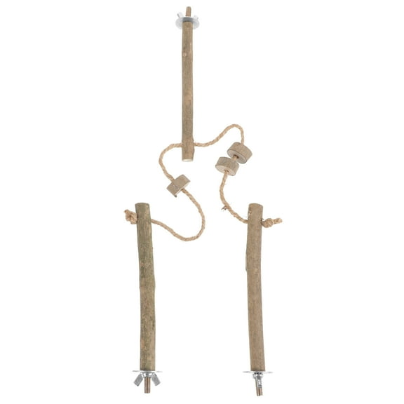 WHAMVOX Wood Bird Perch Stand for Parrots and Pet Birds Indoor Playtime and Exercise Khaki