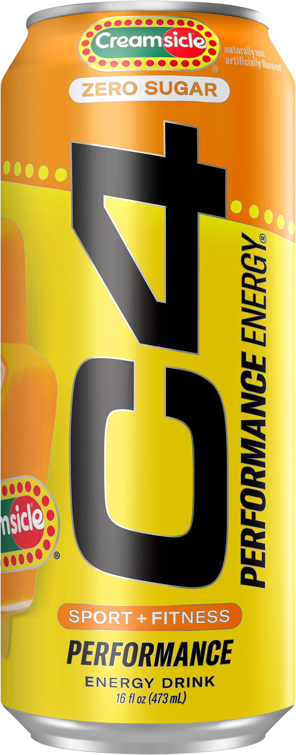 (4 pack) C4 Performance Energy Drink, Orange Creamsicle, 16oz, Single Can
