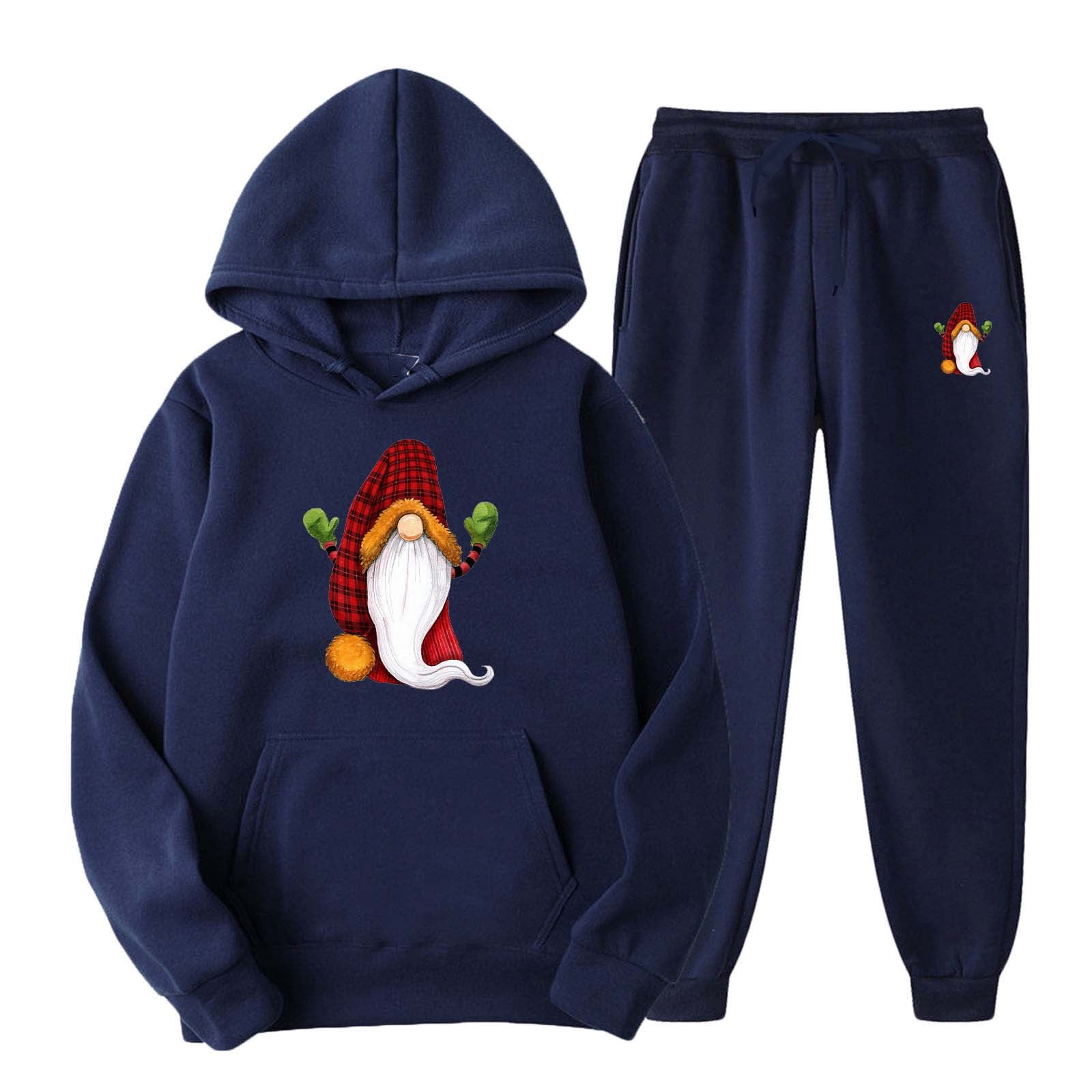 JURANMO Men's Outfits, Cute Gnome Print Hoodies Set 2 Piece