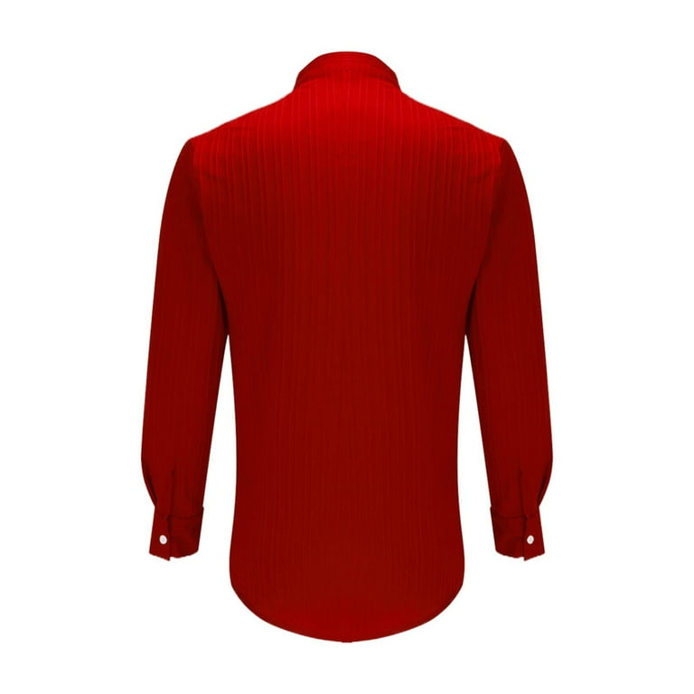 Red Mens Dress Shirt Cotton Mens Fitted Dress Shirts Long Sleeve Big And Tall Dress Shirts Loose 3XL Dress Shirts for Men Stripe Men S Polo Shirts Work Stripe Leisure Mens Golf Shirt