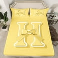 thumbnail image 2 of Erosebridal Yellow Bowknot Sheet Set Twin, Initial Letter H Bedding Sets Twin Size, Cartoon Monogrammed Reversible Twin Sheet Sets, Breathable Bedroom Decorative, 3 Pieces, 2 of 7