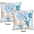 thumbnail image 2 of Nautical Coastal Blue Throw Pillow Covers 18x18 Set of 2 Beach Themed Ocean Coral Couch Decorative Pillow Cases Outdoor Sofa Cushion Cover for Bedroom Living Room, 2 of 6