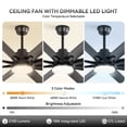 thumbnail image 6 of Sofucor 52" Modern Black Ceiling Fan with Light ,Phone APP and Remote,Voice Control, 6 of 14