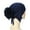 Dark Blue, variant on Women Solid Big Flower Turban Beanie Hat Stretch Cap Headwear Hair Wrap Headwrap