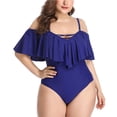 thumbnail image 3 of Trajes de baño de una pieza con hombros descubiertos de talla grande para mujer Trajes de baño con control de barriga Trajes de baño Ormromra HMHZ262-22, 3 of 6