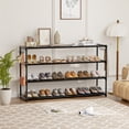 thumbnail image 3 of 4 Tier Long Shoe Rack with 2 Hooks for 24-28 Pairs Wide Stackable Shoes Racks for Closet Entryway, Sturdy Durable Boots Holder Save Space, 3 of 4