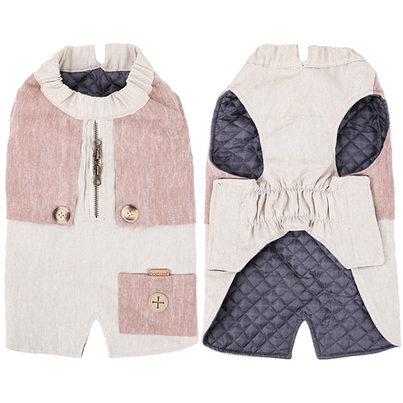 Warm Dog Pets Clothes Zipper Pet Jacket Dog Coat Classic Padded Vest Puppy Clothes with Trash Bag Pocket