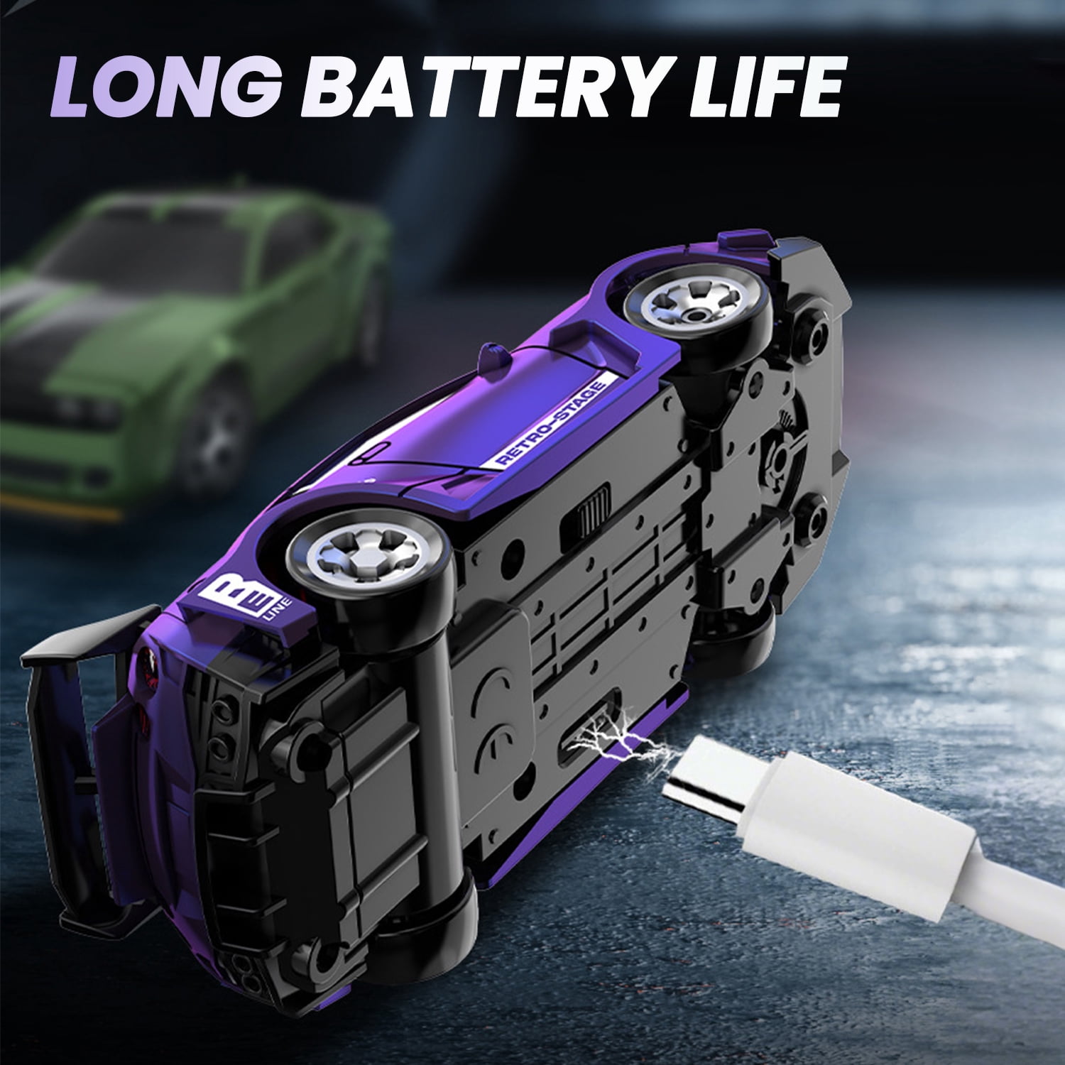 Mini RC Drift Car 1:64 Remote Control Car with Lights, 2.4GHz High Speed Racing Vehicle for Adults & Kids Ages 5 6 7 8 Gifts(Violet)