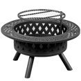 thumbnail image 3 of 38" Steel Wood Burning Fire Pit Round Outdoor Backyard Patio Fireplace with Removable 360 Degree Swivel Cooking Grill, Black, 3 of 15