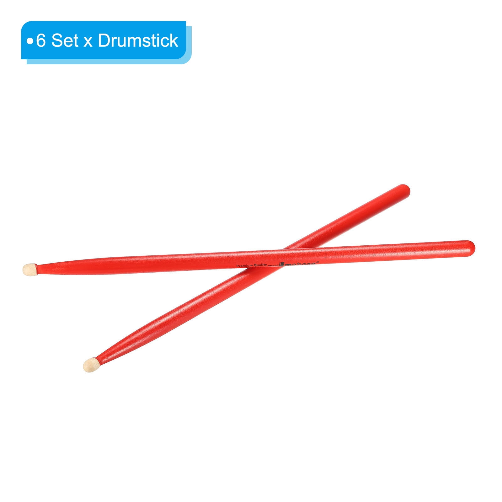 Uxcell 6 Pairs Maple Wood Drumstick Anti Slip Drum Stick 5A Red Drumming Musical Instrument Percussion