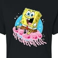 thumbnail image 3 of SpongeBob SquarePants - Spongebob and Jellyfish - Juniors Cropped Cotton Blend T-Shirt, 3 of 6
