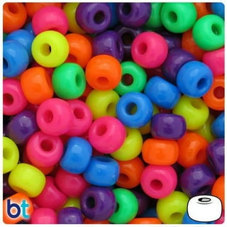 Bright Glitter Multicolor Mix Plastic Pony Beads 6 x 9mm, 150 beads