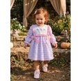 thumbnail image 6 of RUINIXCW Little Girls Ghost/Pumpkin Embroidery Dress Halloween Long Sleeve Plaid A-line Dress with Bow Decor, 6 of 8