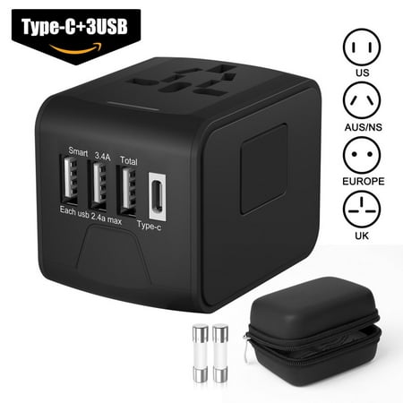 Universal Travel Power Adapter - All in One Worldwide International Wall Charger AC Plug Adaptor for USA EU UK AUS Cell Phone (Best Cell Carrier For International Travel)