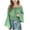 Green, variant on Girls Summer Gingham off the Shoulder Top Elastic Waist Split Hem 3/4 Bell Sleeve Casual Blouse for Kids Ages 5-15 Yellow