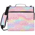 thumbnail image 2 of Zipper Binder with Shoulder Strap 2 inch 3 Ring Waterproof File Folder Organizer Bag 500 Sheet Cute Stars and Pink Clouds, 2 of 8