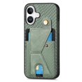 thumbnail image 2 of For iPhone 16 Plus Case K-Shaped Kickstand Leather+PC+TPU Phone Cover - Green, 2 of 5