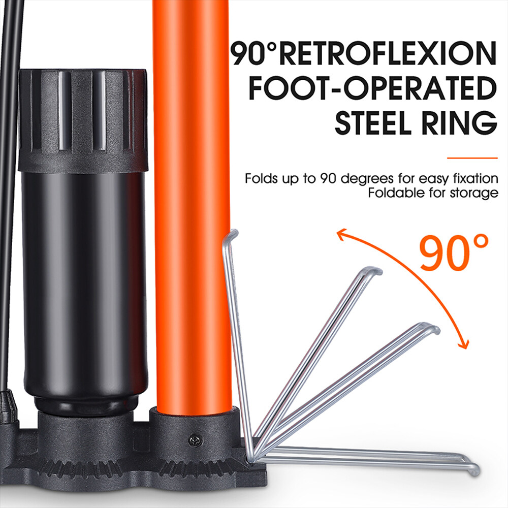 WEST BIKING 160PSI Bicycle Tire Pump Inflator Household Manual Inflator Bicycle Electric Motorcycle Tire Ball Inflator Practical Stainless Steel Inflator Pump