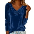 thumbnail image 2 of WMTBSRSW Velvet Tops for Women Trendy Velour V Neck Long Sleeve Shirts Casual Pullover Fall Winter Blouses Top, 2 of 9