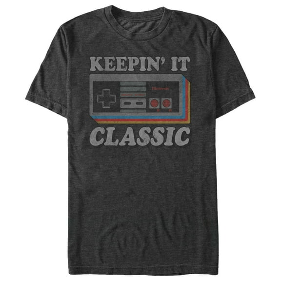 Men's Nintendo Keepin' It Classic NES Controller Graphic Tee Charcoal Heather Large