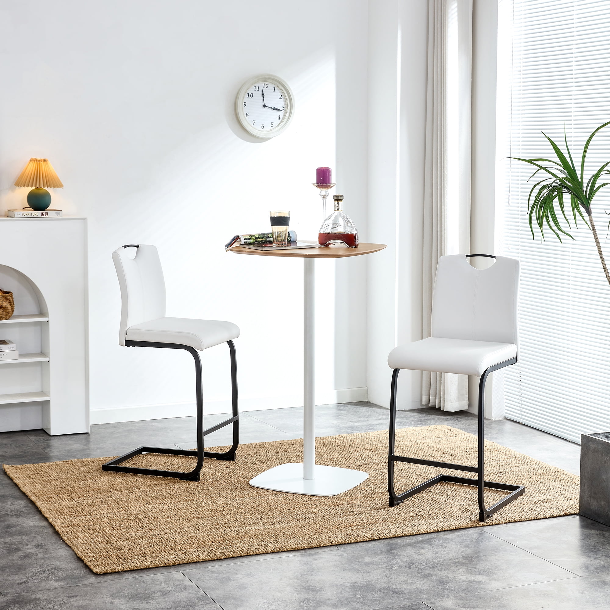 Kepooman 2PCS Modern Armless PU Leather Dining Chairs with Backrest, White Kepooman 2PCS Modern Armless PU Leather Dining Chairs with Backrest, White