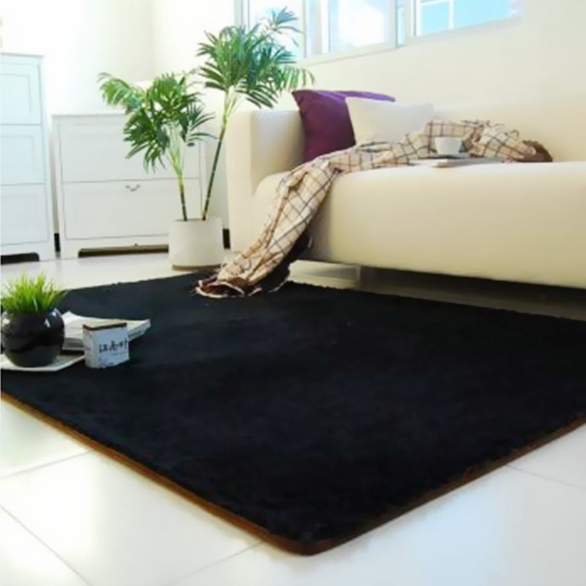 120x80cm Fluffy Rugs Anti-Skid Shaggy Area Rug Home Carpet Floor Mat Kid Playmat 