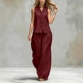 thumbnail image 3 of Zynoxe 2 Piece Sets for Women Relaxed Sleeveless Button Down Vest Wide Leg Pants Suit Lightweight Loose Solid Color Lounge Set With Pockets Stylish Versatile Summer Vacation Outfits L, 3 of 8