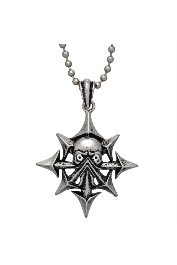 Silvertone Demon Compass Pendant