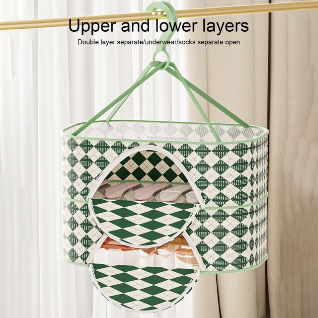 YAOMOBB Socks Drying Bag Large Capacity Clothes Drying Basket Windproof Drainage Hanging Sweater Dryer Cage