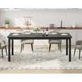 thumbnail image 3 of QinaQin Industrial Style Dining Table, 70.9-Inch/71-Inch Rectangular Wooden Table, Seats 4-6 People, Metal Frame, Rounded Corners, for Dining Room, Kitchen, Restaurant (Chairs Not Included), 3 of 7