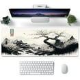 thumbnail image 1 of Japanese White Mouse Pad, Large Cherry Blossom Desk Mat, XL Anime Gaming Keyboard Mat, Non-Slip Rubber Base, Big Extended Desk Protector for Home Office, 31.5"x11.8" (River Snow), 1 of 1