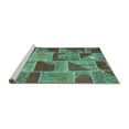 thumbnail image 2 of Ahgly Company Machine Washable Indoor Rectangle Patchwork Turquoise Blue Transitional Area Rugs, 2' x 5', 2 of 4