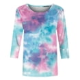 thumbnail image 3 of Fesfesfes Womens Tops Womens Fashion Printed T-shirt Mid-length 3/4 Sleeves Blouse Round Neck Casual Tops Womens Fashion XL(US:10), 3 of 4