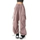 thumbnail image 1 of Pantalones cargo holgados para mujer: pierna ancha con cordón, poliéster, ropa urbana/hip hop, tallas S-XXL, 1 of 4