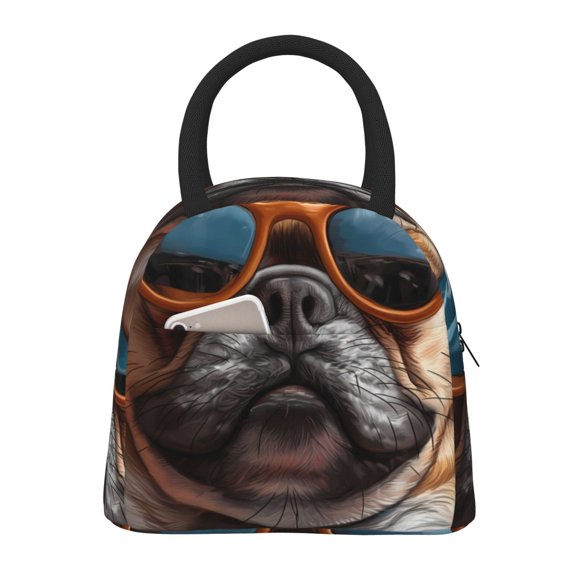 Disketp French Bulldog In Sunglasses Bolsa Térmica para Almuerzo, Lonchera con Abertura Amplia y Gran Capacidad, Organizador Reutilizable para Mujeres, Hombres y Adultos