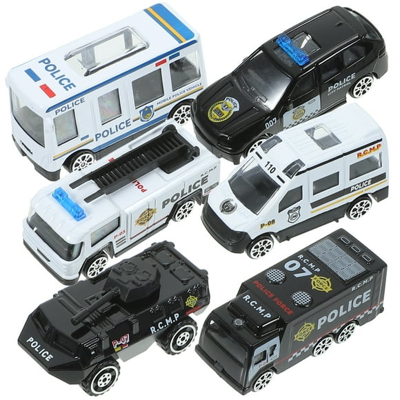 CIMAXIC 6pcs Assorted Police Car Models Die-cast Car Toys Inertia Control Toys Early Learning Props for Kids Children,3.54"X1.77"X1.77"